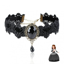 Black Choker Gothic Necklace for Women Lace Rhinestone Collar with Gothic Jewellery Steampunk Vampire Chocker Punk NIUNIU