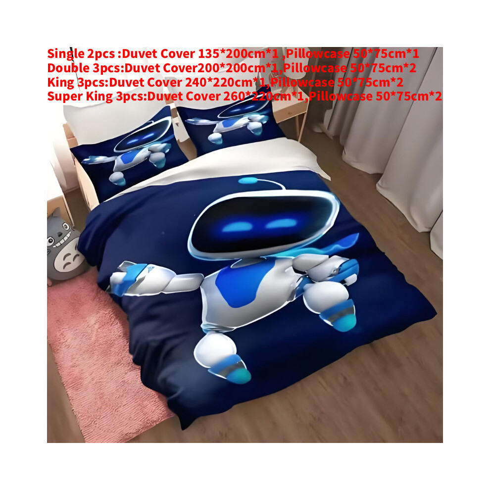 (Style C, Single(135x200cm)) Bot Astro Cartoon Bedding Duvet Cover Pillow Case Set Bedroom Single Double