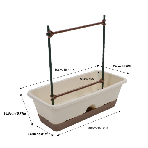 2pcs Balcony Planter Box Set with Double Trellis 46cm White 1
