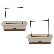 2pcs Balcony Planter Box Set with Double Trellis 46cm White