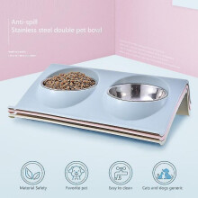 Double Dog Cat Bowls Stainless Steel Pet Food Feeder Drinking Bowl Easy Cleaned Dog Cat Pet Food Bowl Feeding Dishes