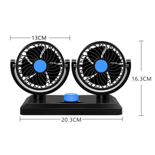 Ventilatore USB per auto a doppia testa 20,3x16,3cm 650,00g nero 1