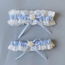 Blue Bridal Garter Lace Garter Wedding Garter Elasticated