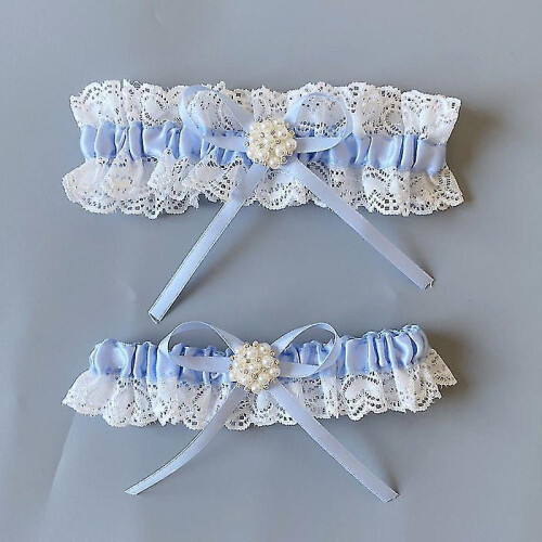 Blue Bridal Garter Lace Garter Wedding Garter Elasticated