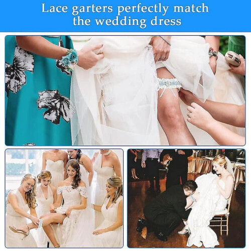 Blue Bridal Garter Lace Garter Wedding Garter Elasticated 1