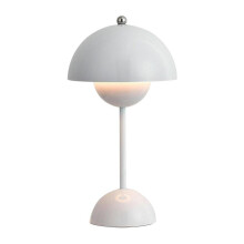 (White) Nordic Danish Flower Bud Table Lamp, Wedding Room, Bedroom, Desk Decoration, Lamp, Bedside Lamp (Rechargeable) FAN2610