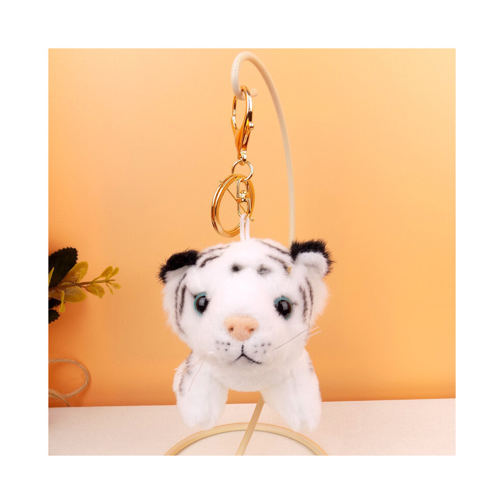 (White) Plush Sweet Cute Tiger Keychain Toy Fluffy Animal Design Perfect For Kids Collectors And-image-OPC-PJBJMBY-NEW