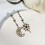 1 Pair Vintage Crystal Moon Star Pendant Earrings Blue Gemstone Long Dangle 2