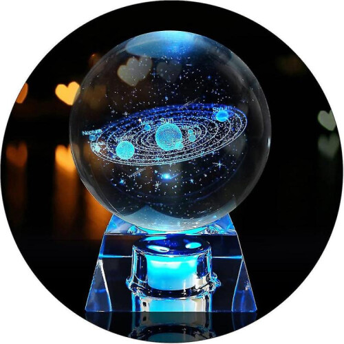 3d Laser Etched Crystal Solar System Paperweight Home Decor Creative Gift(1pcs, Multicolor) 2