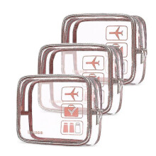 Cosmetic Bag 3-piece Transparent Travel Cosmetic Bag Set Transparent Pvc Cosmetic Bag, Black
