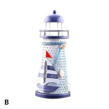 Ocean Lighthouse Illuminated Tin Beacon Tower Led Luminous Colored Iron Crafts Home Room Bedroom Diy Decorative Crafts Ornament