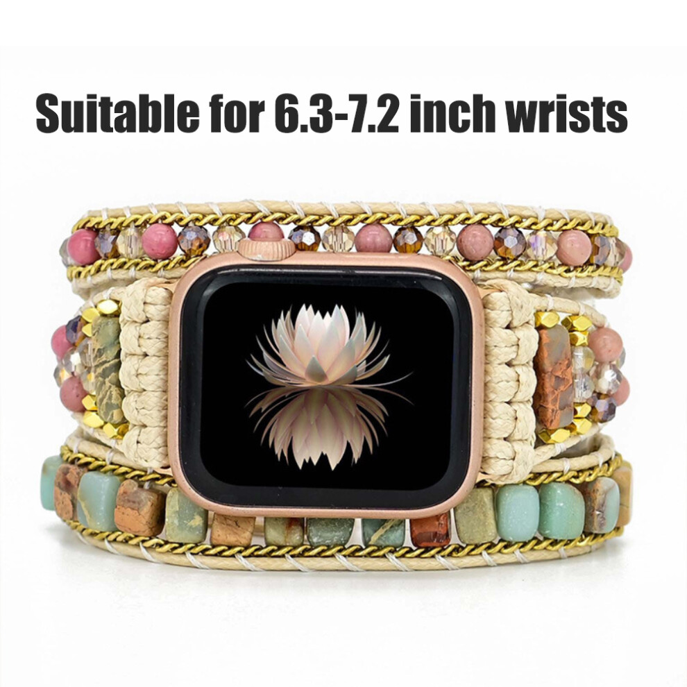Boho Beads Watch Band Charm Bracelet For Iwatch 38-45Mm, Natural Stone & Rope 9331332680440