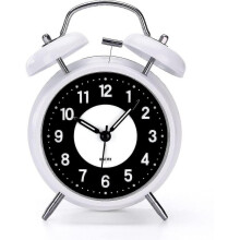 4-inch Vintage Analog Alarm Clock for Heavy Sleepers, with Nightlight And Luminous Background, Not-ticking And Battery Operated,white