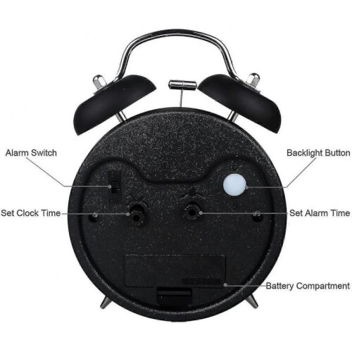 Alarm Clock Battery Operated, Loud Mechanical Wind-up Alarm Clock with Stereoscopic Dial 2