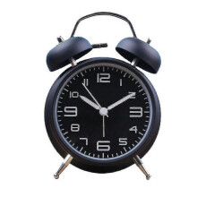 (Black) Classical Retro Twin Bell Alarm Clock With Backlight