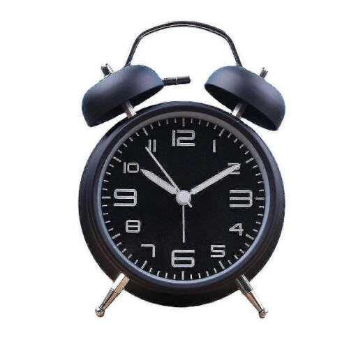 (Black) Classical Retro Twin Bell Alarm Clock With Backlight