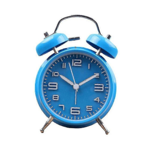 (Blue) Classical Retro Twin Bell Alarm Clock With Backlight