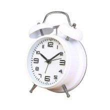 (White) Classical Retro Twin Bell Alarm Clock With Backlight