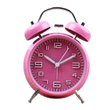 (Pink) Classical Retro Twin Bell Alarm Clock With Backlight
