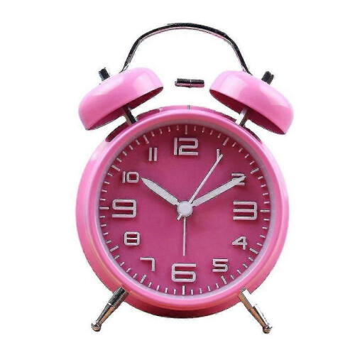 (Pink) Classical Retro Twin Bell Alarm Clock With Backlight
