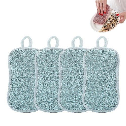 Double Sided Kitchen Cleaning Magic Sponge, Non-scratch Microfiber Sponge, Reusable Scouring Pad