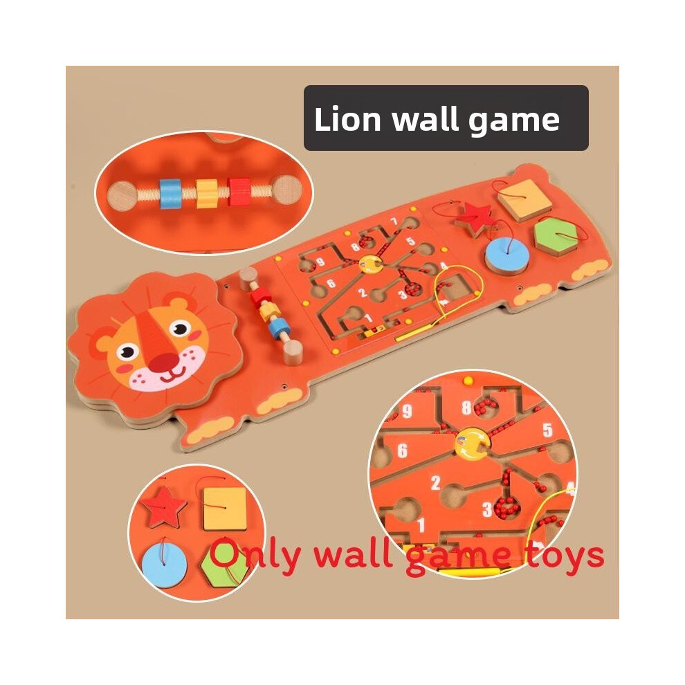 (Lion ) Elephant Lion Kids Wooden Wall Game Toy With Interactive For Learning Puzzle-image-OPC-PJBJRGW-NEW
