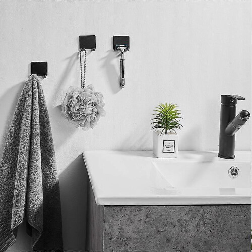 No Punch Shaver Holder Storage Hook Bathroom Accessories(5pcs, black) 2