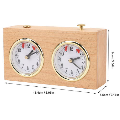 Mechanical Wooden Chess Timer - Portable Stress Relief Clock 15.4x5.5x9cm 1