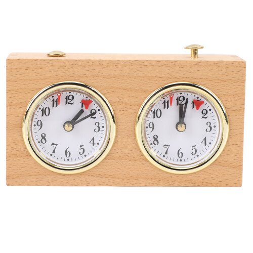 Mechanical Wooden Chess Timer - Portable Stress Relief Clock 15.4x5.5x9cm 2