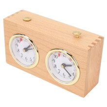 Mechanical Wooden Chess Timer - Portable Stress Relief Clock 15.4x5.5x9cm