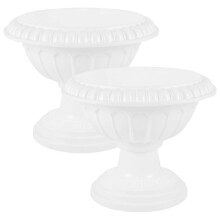 Roman Flower Pot Plastic Urn Planter Vintage Design Home Decoration White 26.00X26.00X21.00CM Plant Holder 2Pcs