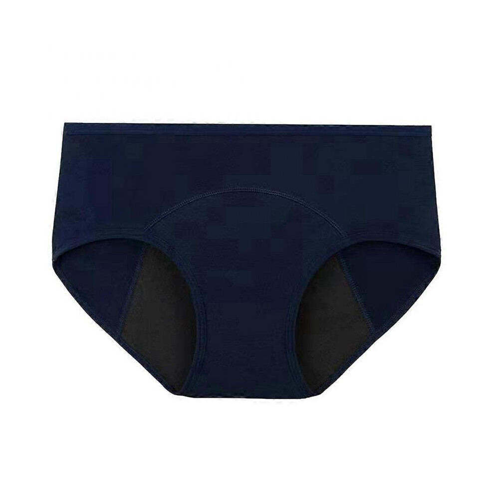 (XL,Dark blue)Menstrual Period Underwear for Women Mid Waist Cotton Postpartum Ladies Panties Girls Briefs Solid Color Underpants