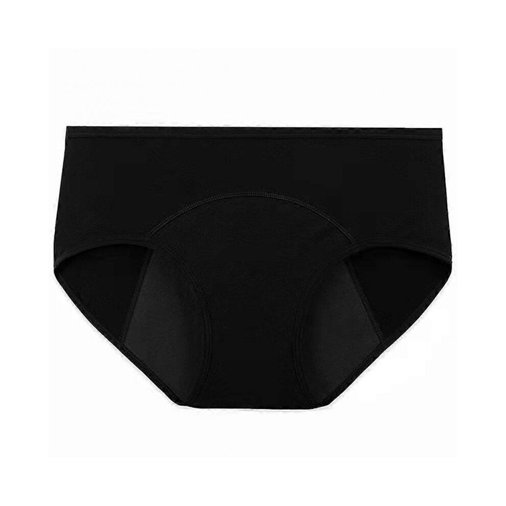 (2XL,Black)Menstrual Period Underwear for Women Mid Waist Cotton Postpartum Ladies Panties Girls Briefs Solid Color Underpants
