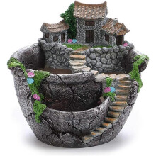 Fairy Tale Garden Flowerpot, Outdoor And Indoor Flowerpot, Unique Sweet House Design, Home Decor  Silver