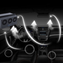 Ventola di scarico solare per auto a 3 teste 1200mAh 4500rpm nera