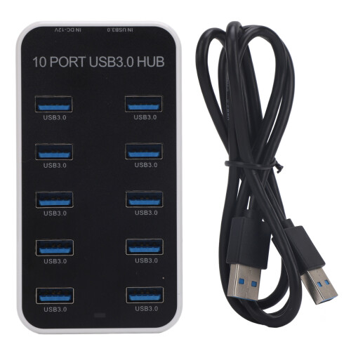 Data Hub Splitter 10 Ports USB 3.0 Schnelle Datenübertragung USB Dockingstation DC12V‑24V 1