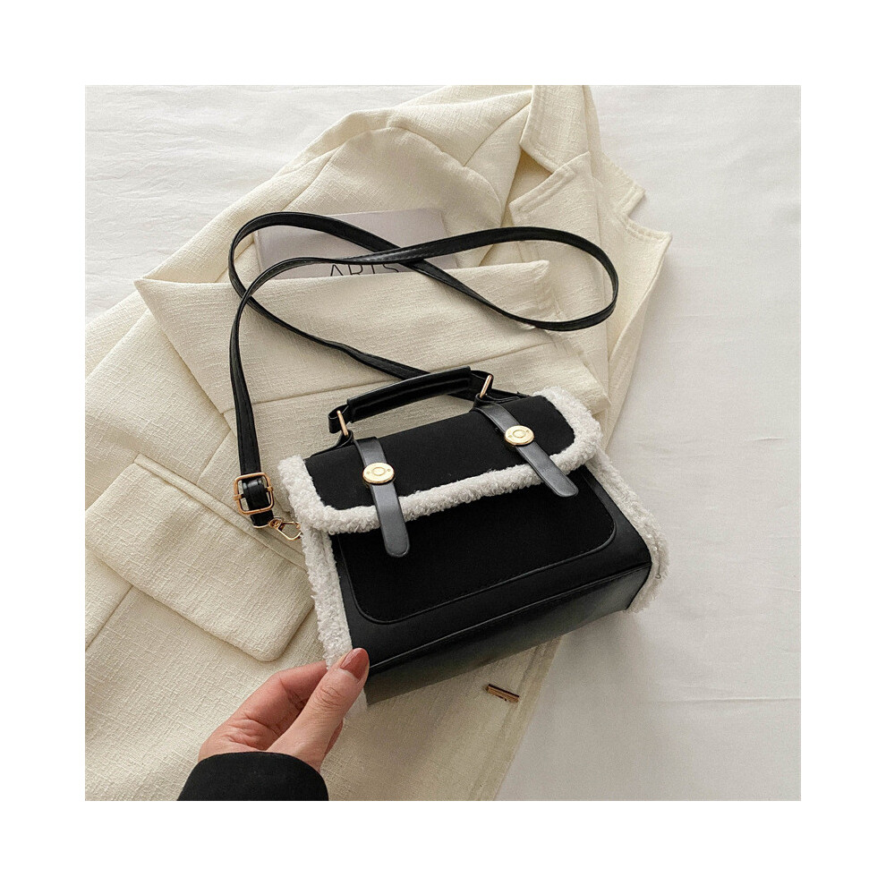 (Black) Retro Inspired Small Square Handbag In Rich Brown Color With Practical Mobile Pocket-image-OPC-PJBKH9B-NEW