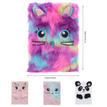 Girls' Fluffy Plush Cartoon Diary with 80 Sheets for Secret Writing