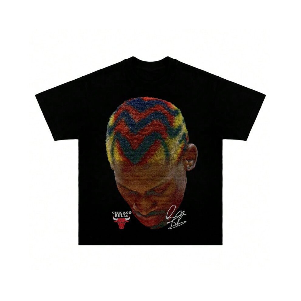 (Black pattern 14, S) American-style T-shirts with headshots of stars like Iverson, Kobe, and James, printed directly on them, with personalized stree-image-OPC-PJBKKXP-NEW