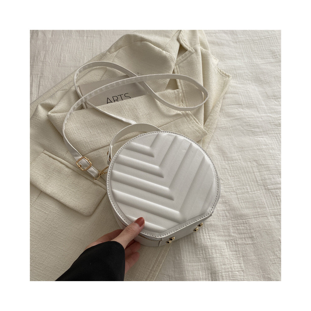 (White) And Unique Fashionforward Round Handbag Soft Pu Leather Crossbody Bag Ideal For Casual Wear With Stylish Look A-image-OPC-PJBKMDX-NEW