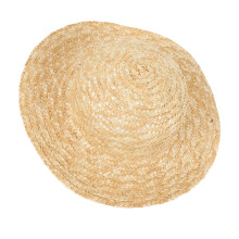 Strohhut mit elastischem Schnur, 35 cm breiter Rand, Sonnenschutz, UV-blockierend, Strandhut, für Kopfweite 56–58 cm, beige