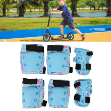 Kinder Schutzset, verstellbar: Knieschützer, Ellenbogenschützer und Handgelenkschoner mit Zugbeutel für Scooter, Radfahren und Skaten, Blau