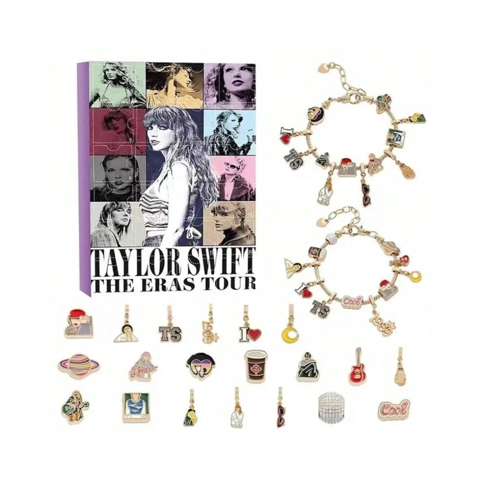 (C, L) Christmas Decorative Taylor Bracelets Advent Calendar Decorative Xmas Taylor Bracelets Toy Arrival Calendar for Kids Teens Women