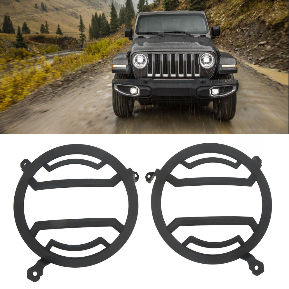 2Pcs Led Headlight Guard For Jeep Wrangler Jl 2018+ Abs Protective Cover 7651332732720
