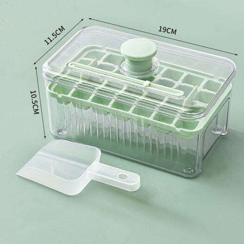 Large Capacity Press-Type Ice Cube Tray with Lid & Bin, 28 Cubes 1