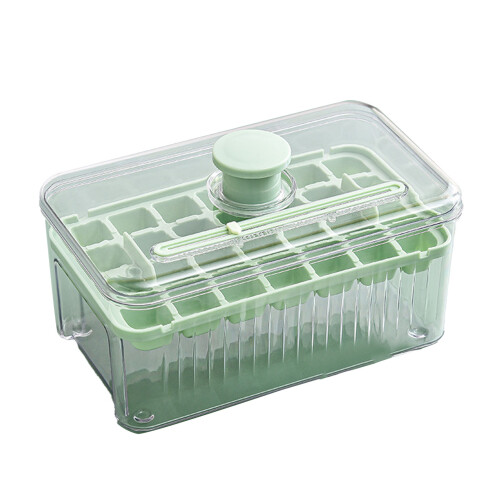 Large Capacity Press-Type Ice Cube Tray with Lid & Bin, 28 Cubes