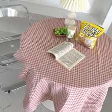 Plaid-Tischdecke 39,4  59,1 Zoll (100  150 cm) rosa Leinen