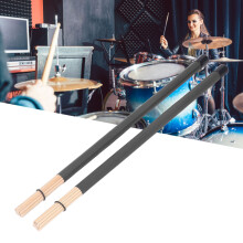 Percussion Accessory Set: 2Pcs Bamboo Drumstick & Brush in Black