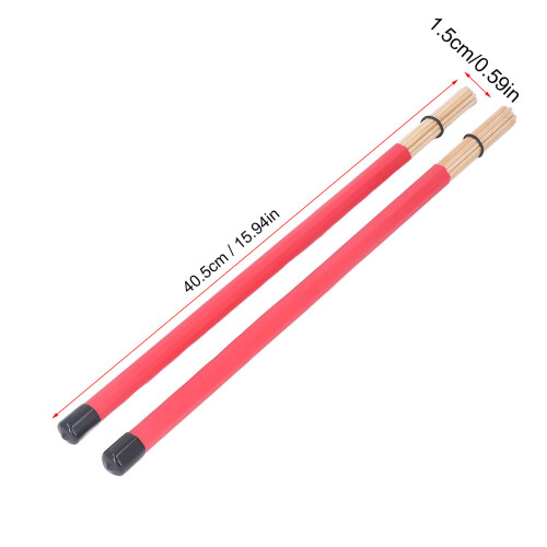 Red Bamboo Percussion Tool Set: 2Pcs Drumstick Brush & Mallet 2