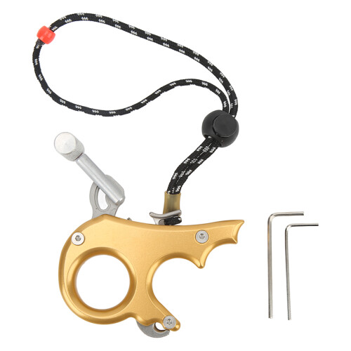 Aluminum Alloy Compound Bow Release Aid, 3-Finger Grip, Adjustable Sensitivity, Gold 1